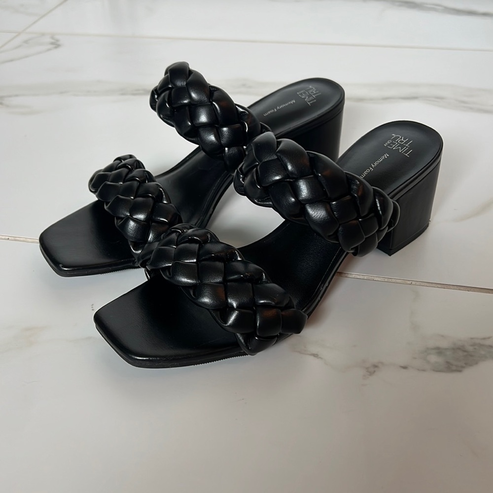 Short, Square-Toe Chunky Heels